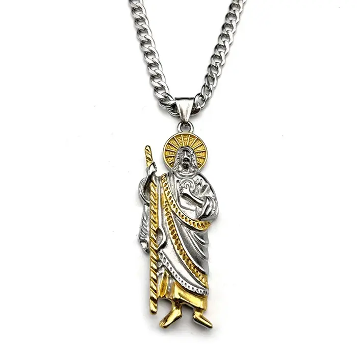 San Judas Tadeo pendentif collier pour hommes femmes acier inoxydable or argent couleur Saint Jude Thaddeus chaîne amulette bijoux cadeau