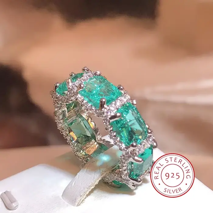 Bague Paraiba en Zircon plaqué argent 925