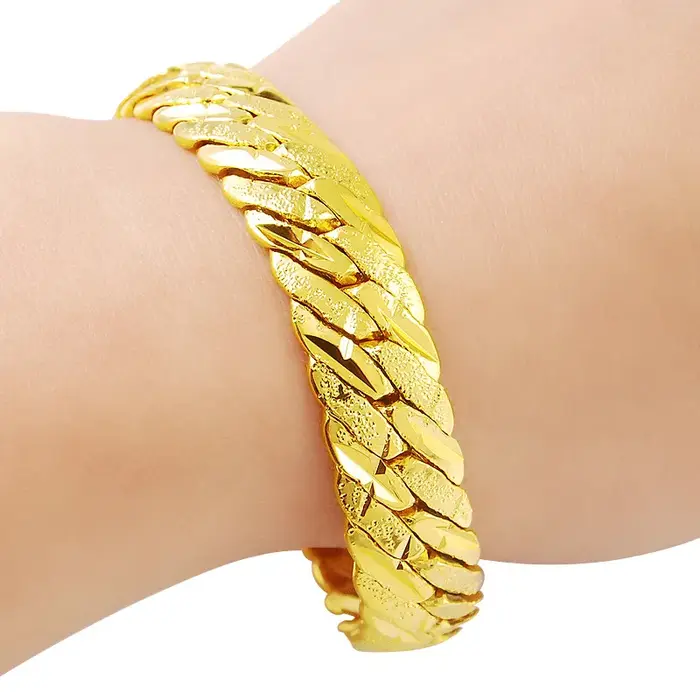 Bracelet en or 24 carats géométrique élégant pour homme et femme anniversaire cadeau romantique vintage tendance