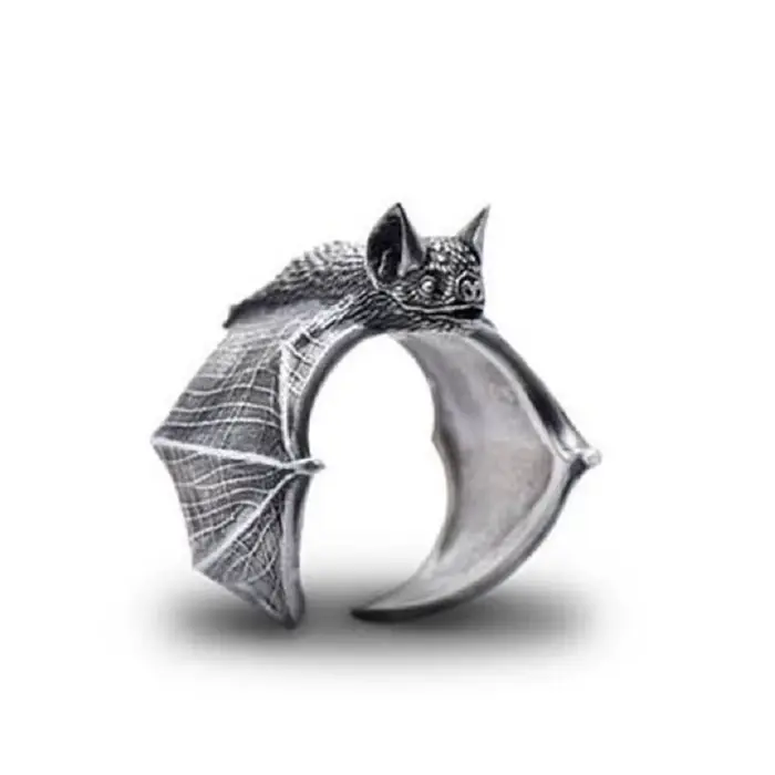 Bague chauve-souris noire rétro pour homme