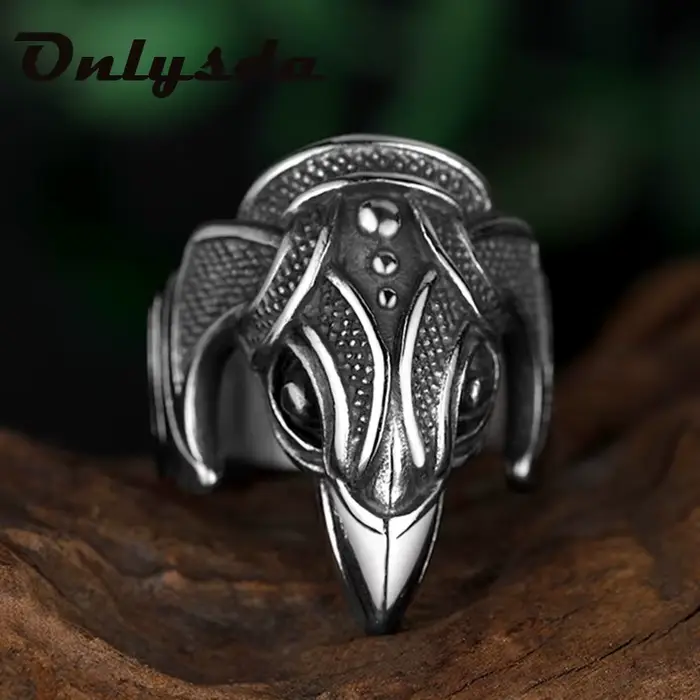 Viking hommes deux corbeaux entrelacés bague mythologie nordique couleur argent corbeau Odin anneaux