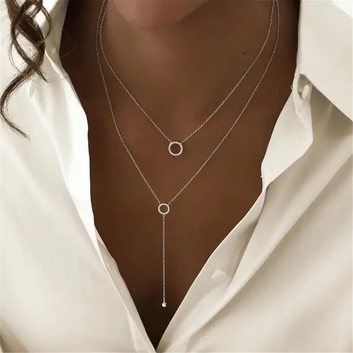 CANNER réel 925 bijoux en argent Sterling collier circulaire Zircon pendentif clavicule chaîne gland conception
