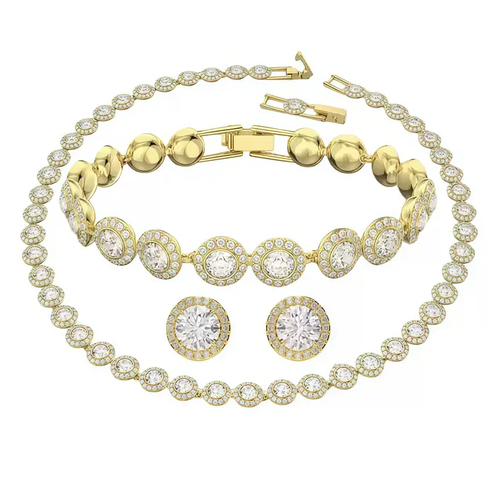 Ensemble de bijoux en argent sterling S925 plaqué or, design haut de gamme, collier, boucles d'oreil