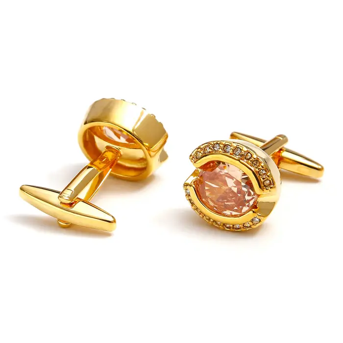 Boutons de manchette TOMEY en or pour hommes, boutons de manchette de luxe en laiton avec zircon et 