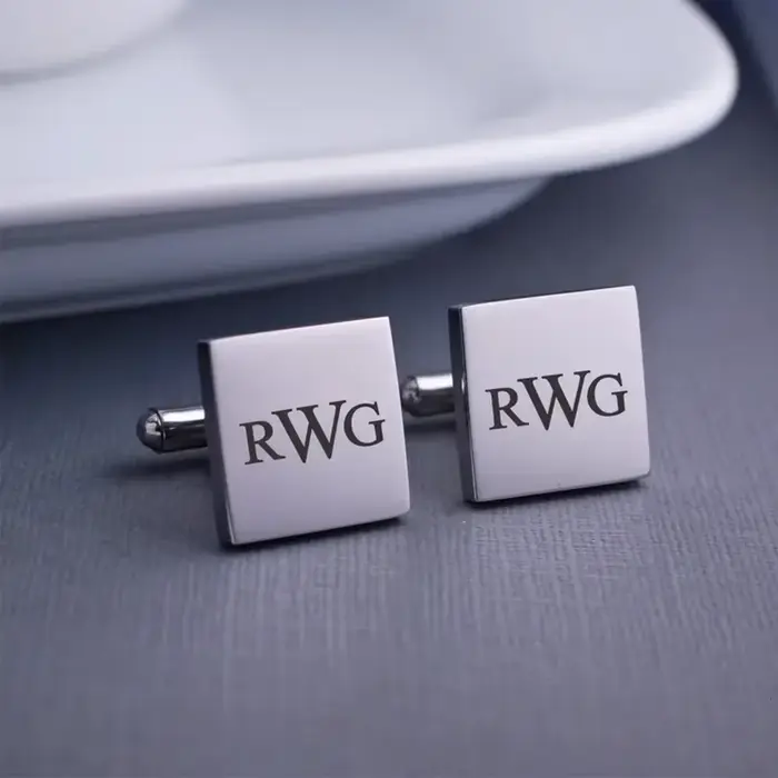 Lèvent de manchette en argent avec logo gravé pour hommes, chemises personnalisées, bijoux de mariag