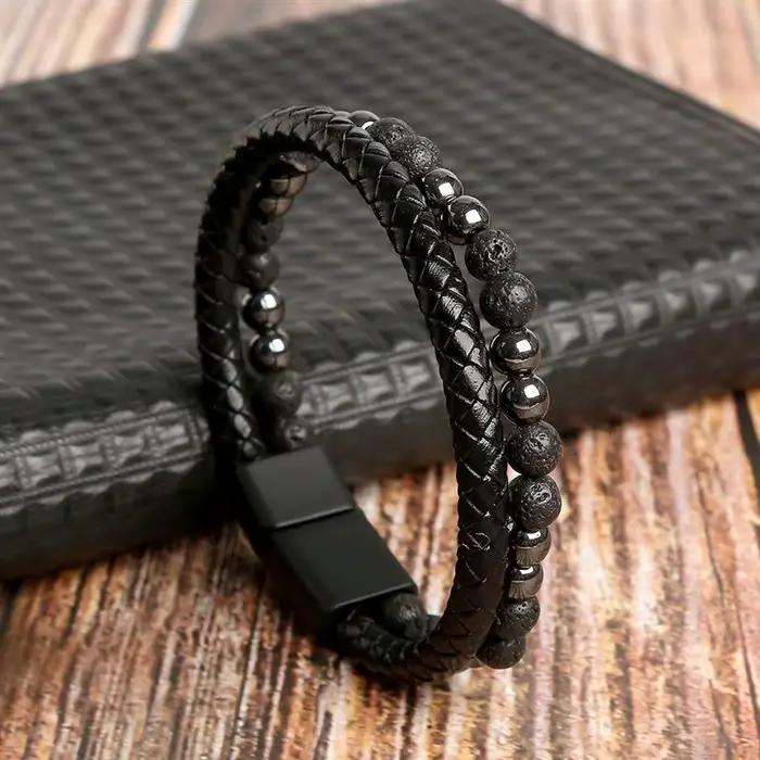 Bracelet en cuir tressé à la main pour hommes et femmes, Style de luxe spécial, bijoux de fête, vente en gros