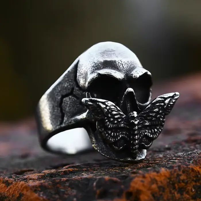 Beier-Bague en Acier Inoxydable pour Homme, Design Créatif, SION L, Vintage, Acherontia LachOutre, Tête de Mort, Personnalité, Punk, Bijoux, 2022