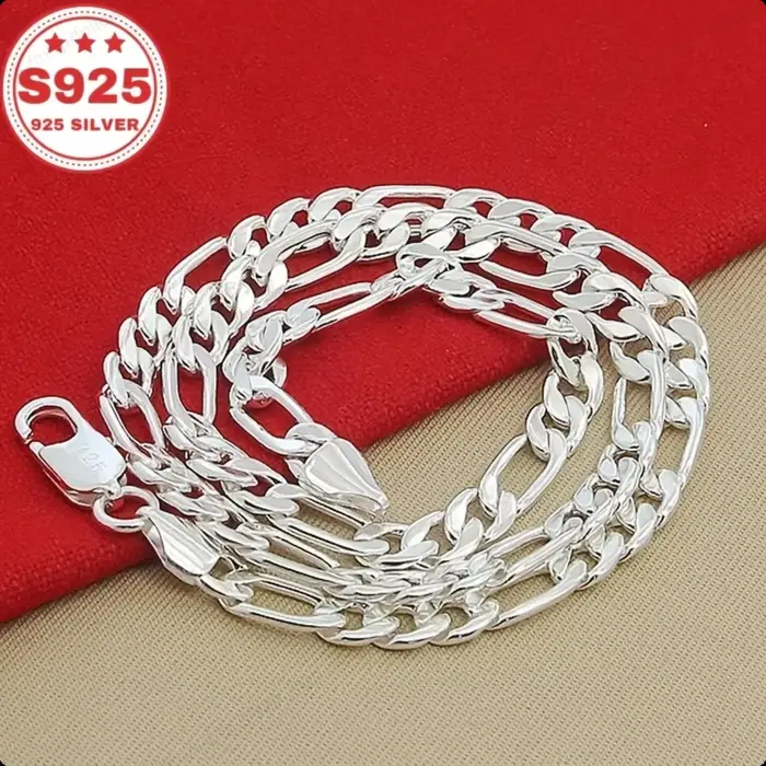 Collier chaîne en argent Sterling 925 de 6mm, bijoux à la mode pour hommes et femmes, accessoires de