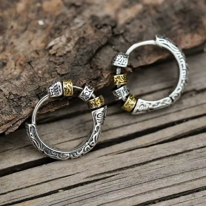 Boucles d'oreilles créoles en argent thaïlandais au Design créatif pour femmes et hommes, Huggies épais en métal, bijoux de fête hip hop, cadeaux
