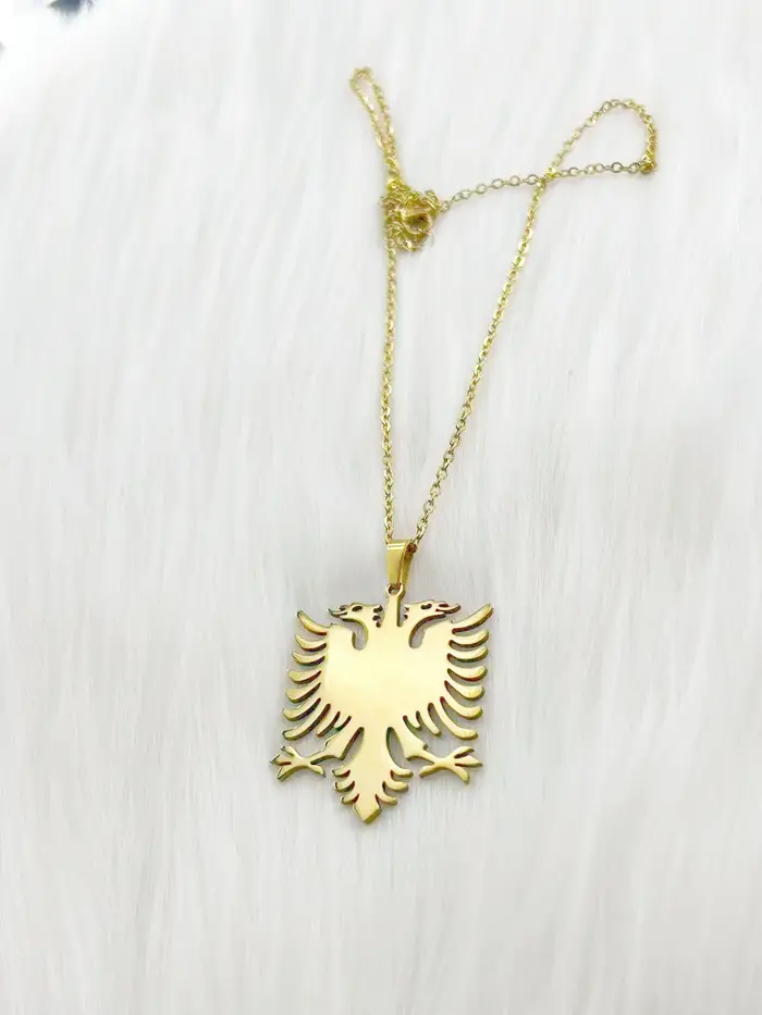 Collier avec pendentif aigle albanais en acier inoxydable or/argent pour femmes et filles occasions spéciales anniversaires mariage