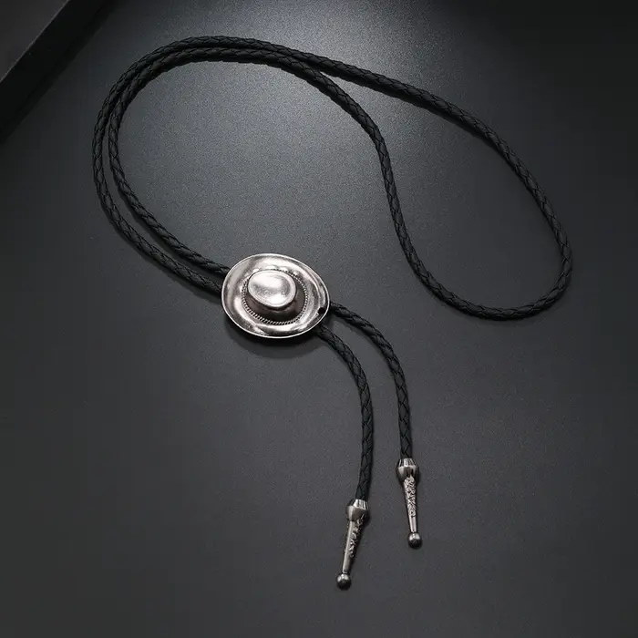 Collier en cuir style chapeau de jazz pour hommes design géométrique occasion spéciale western cowboy