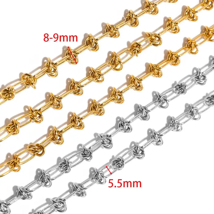 Chaîne en acier inoxydable 9mm DIY grosses noeuds pour hommes bracelets et colliers hip hop occasions spéciales