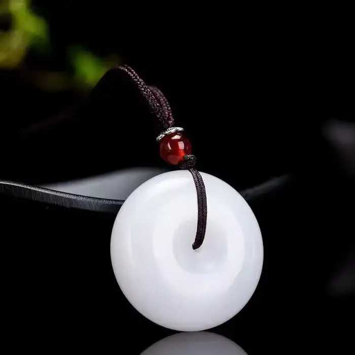 Véritable Jade beignet pendentif collier accessoires homme amulette jaspe bijoux charme chinois Vintage Talismans pierre breloques naturelles