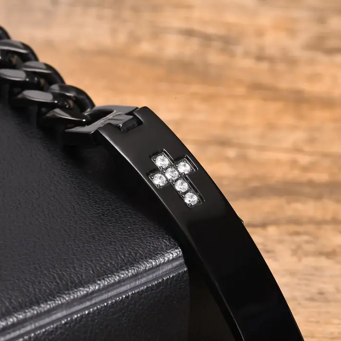 Bracelets d'identification de croix personnalisés pour hommes et garçons