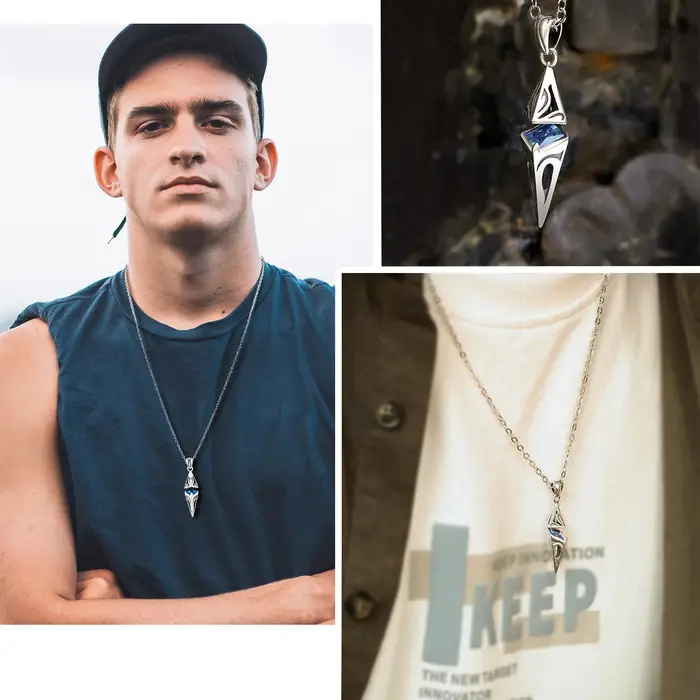 Collier torques en acier inoxydable avec pierre bleue pour homme cadeau occasion spéciale anniversaire fête des pères