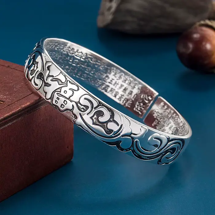 Bracelet en argent Sterling 925 en relief, mode créative, bénédiction, cadeau d'anniversaire