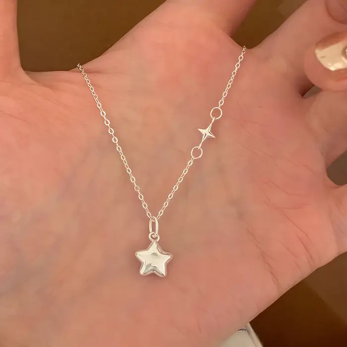 Collier étoile en argent Sterling 925, breloque Style Simple, pendentif de personnalité, ras du cou,