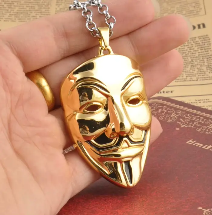 Collier à pendentif en forme de visage doré unisexe pour homme et femme bijou mode suivi de l'humeur pour parties et événements spéciaux