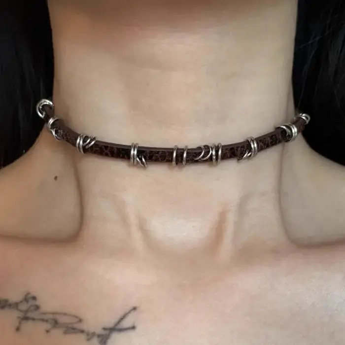 Collier en cuir de cheval Punk pour hommes et femmes
