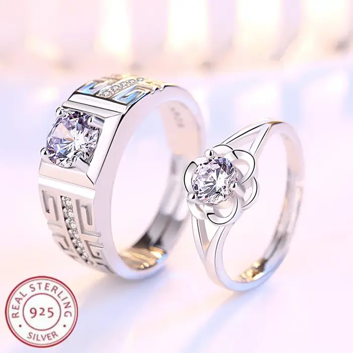 Bague de Couple en argent Sterling 925
