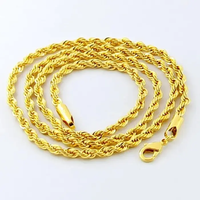 wholesale Collier en or 18 carats 3 mm corde torsadée torsion galvanoplastie collier en or pour homm