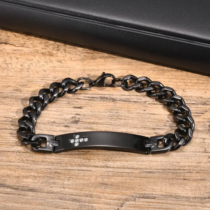 Bracelets d'identification de croix personnalisés pour hommes et garçons