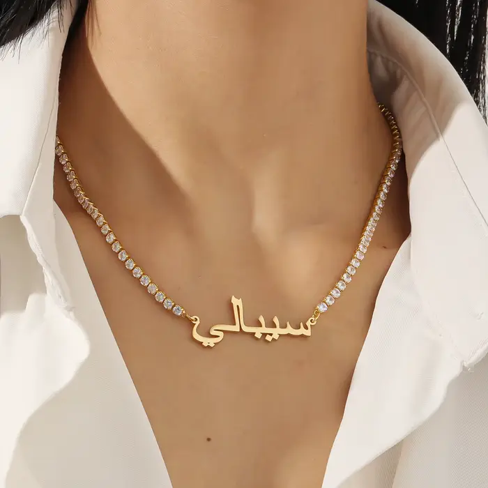 Chaîne de Tennis de luxe MYDIY avec pendentif nom personnalisé pour femmes, bijou de mariage, anniversaire et occasions spéciales