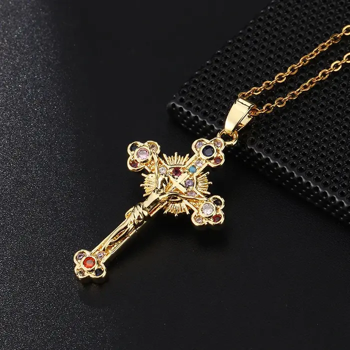 Collier croix de jésus rétro en cuivre avec pendentif de la vierge marie pour homme femme occasions spéciales bijoux religion prière baptême cadeau