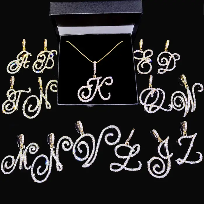 Flatfoosie nouveau A-Z Cursive lettre initiale nom pendentif collier pour femmes Simple corde chaîne