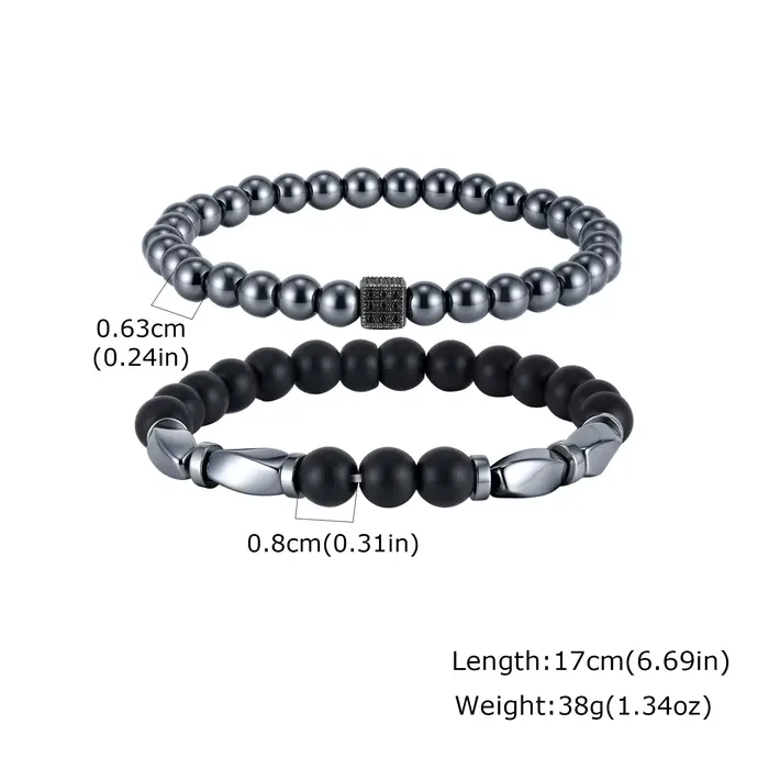 Ensemble de 2 bracelets tendance pour hommes