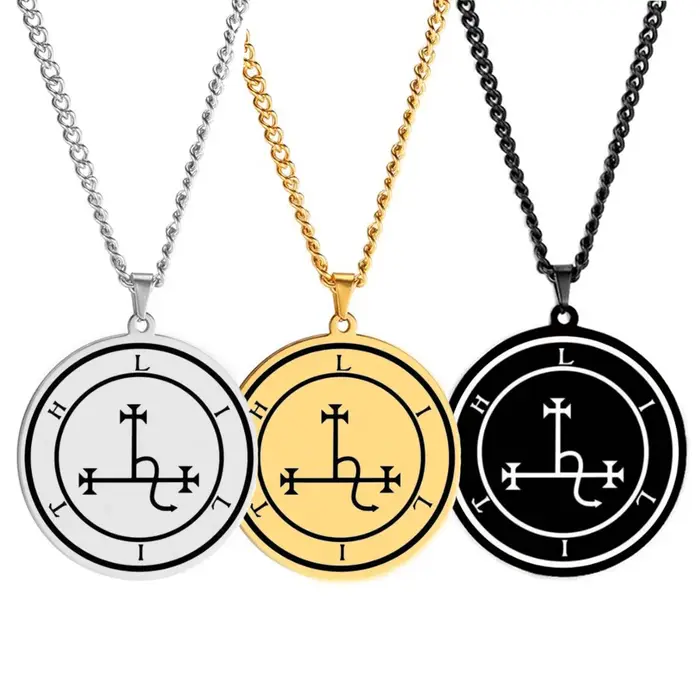 Collier pendentif en acier inoxydable avec sceau Lilith