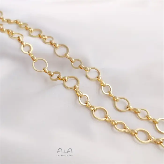 Chaîne d'anneau plaquée or 14K 6 + 8mm