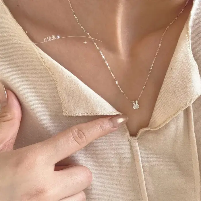 Collier lapin pour femme en argent 925 pur