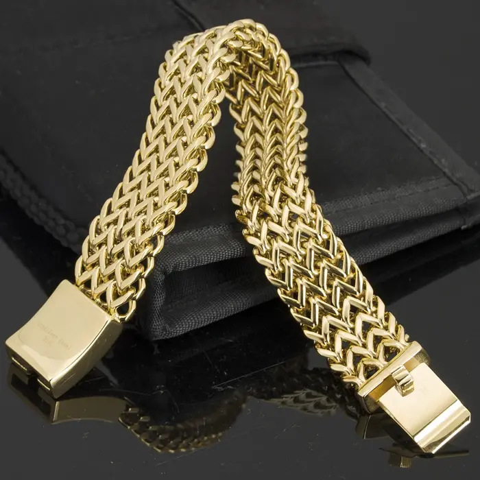 Bracelet de luxe couleur or jaune pour hommes