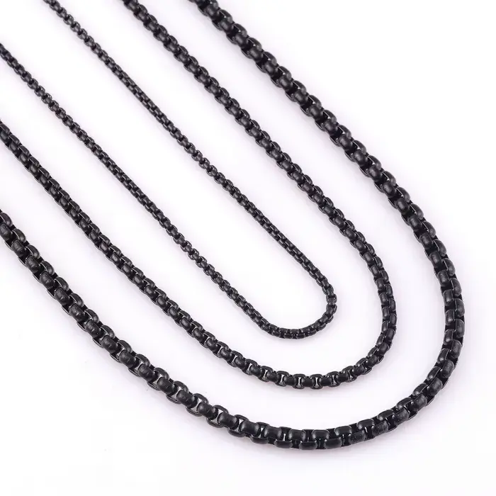 Collier chaîne cubaine en acier inoxydable, longueur personnalisée 2/3/4/MM de largeur, bordure noir
