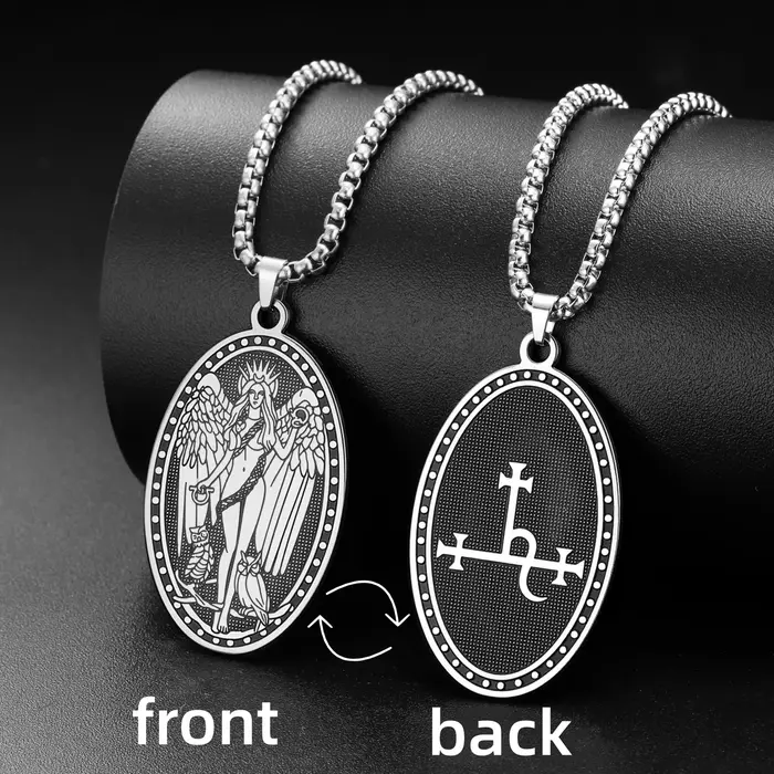 Collier ovale double face avec sigil de Lilith