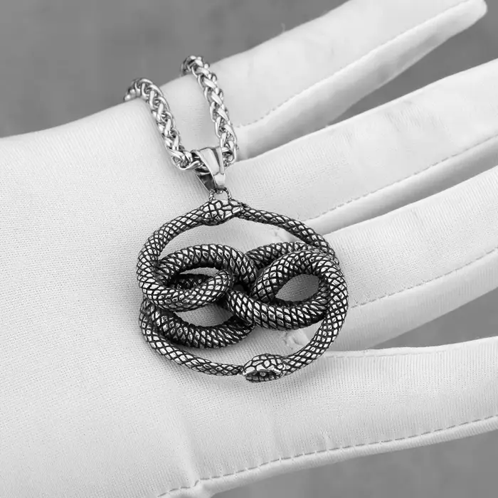 Collier Double serpent Vintage pour hommes