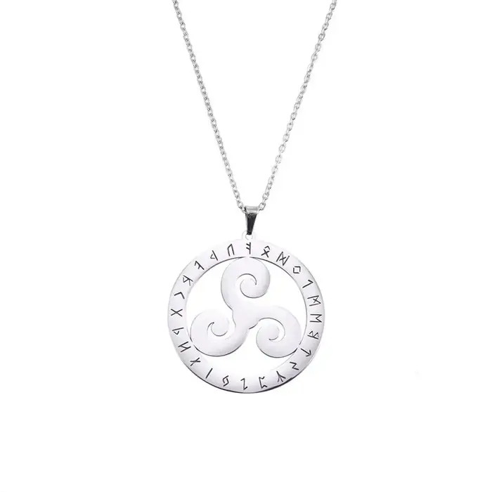 Collier en acier inoxydable Triskele figure nordique viking amulette bijou féminin cadeau anniversaire occasion spéciale