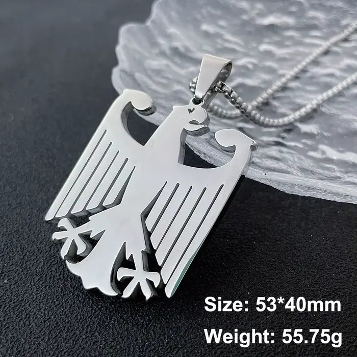 Collier chaîne pendentif aigle allemand en acier inoxydable, drapeau du Deutschland allemand, bijoux ethniques, cadeaux pour hommes et femmes, vente en gros