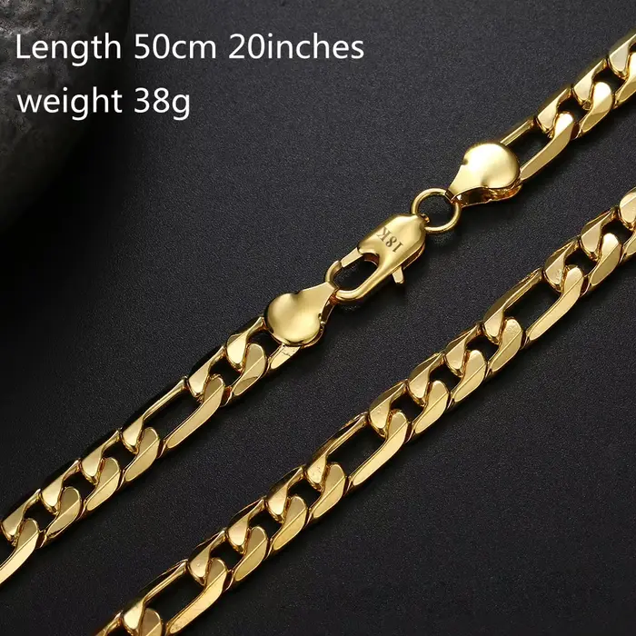 Collier classique pour hommes en or plaqué 18 carats, chaîne latérale, bijoux à la mode, cadeaux de fête de mariage, tout neuf, 20 ", 6mm
