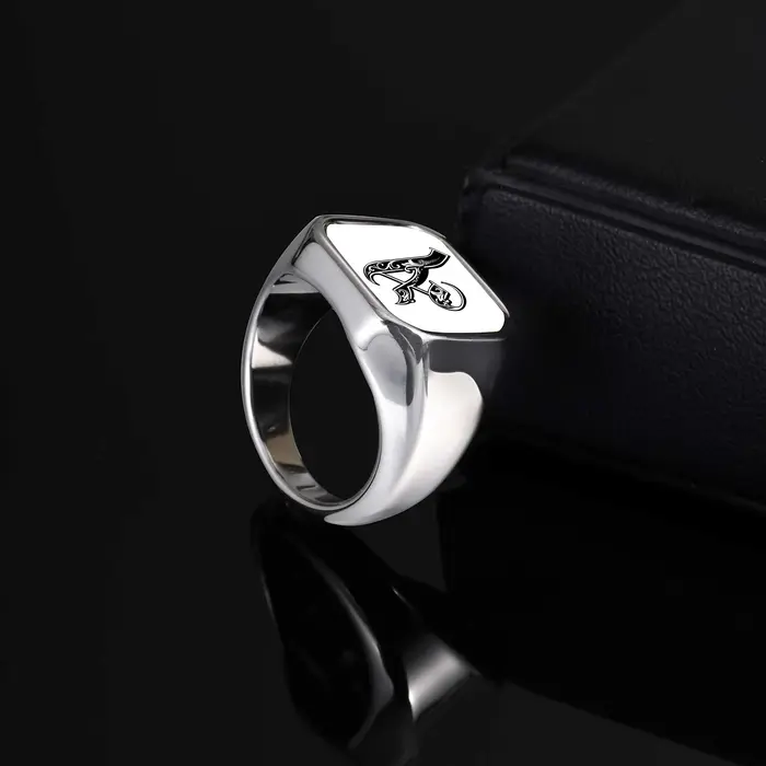 Bagues personnalisées gravées avec initiales A-Z pour hommes