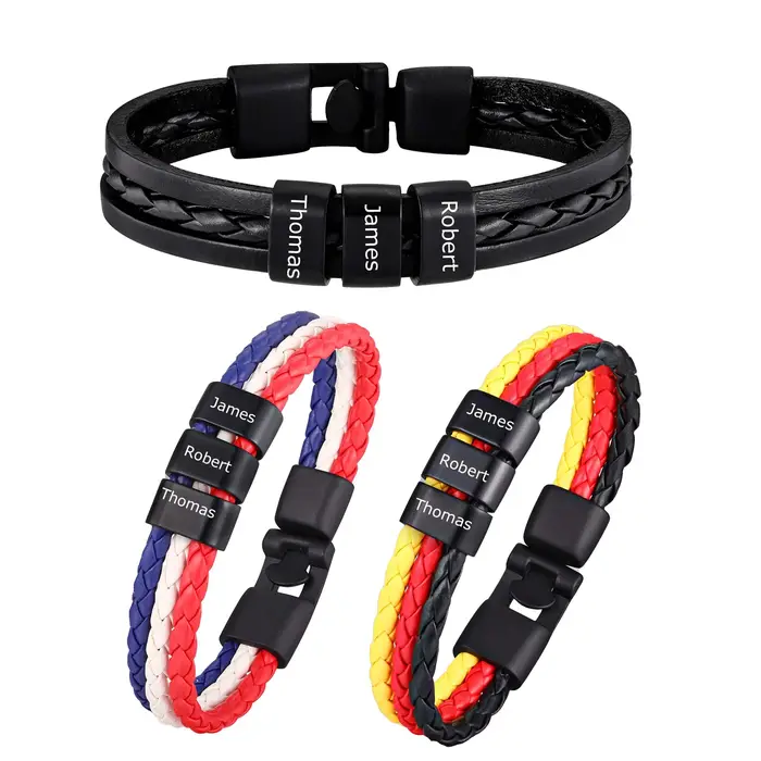Bracelet en cuir en métal personnalisé pour hommes