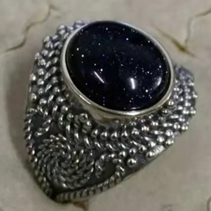Bague en Lapis Lazuli et Labradorite Naturelle 10*12MM Plaquée Argent Style Vintage Sculpté pour Femme Occasions Spéciales Anniversaire Fiançailles Mariage Fête Cadeau