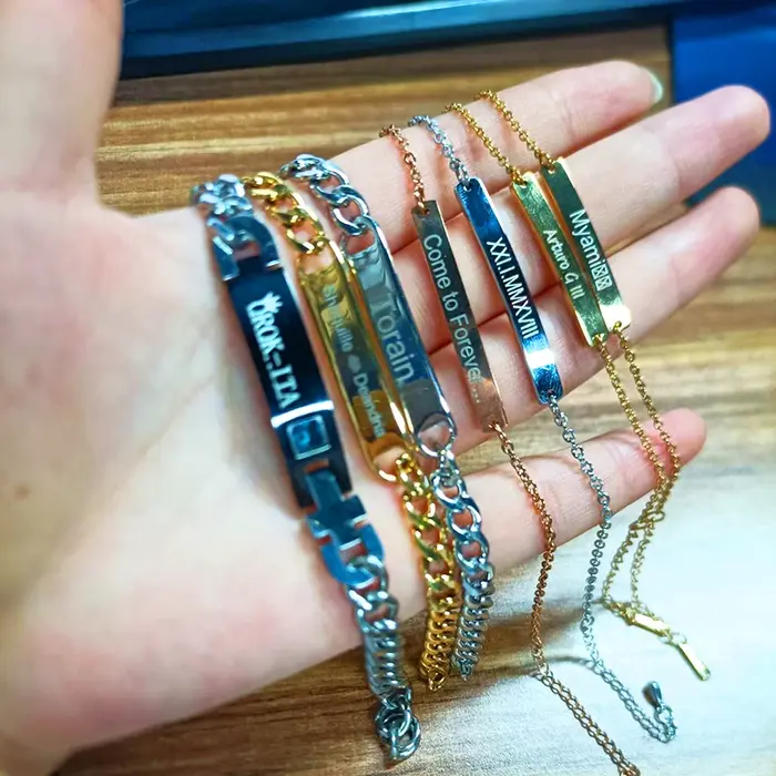 Sifisrri-Bracelets de Date et de nom gravés pour femmes et hommes