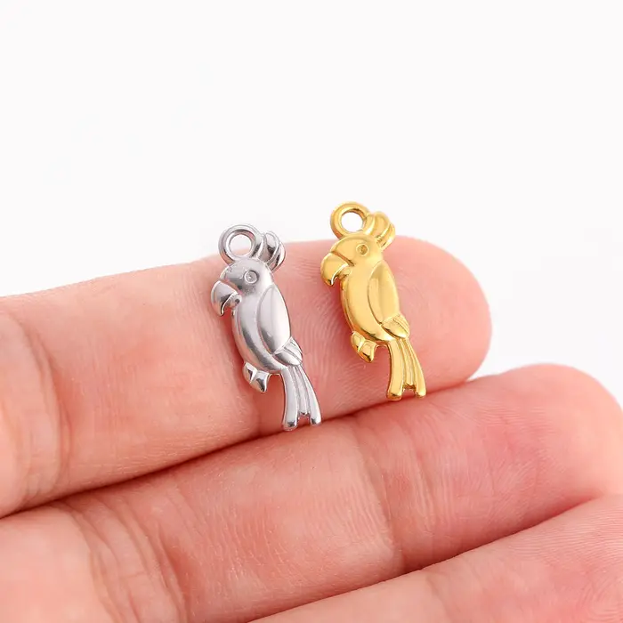 Pendentif petit perroquet mignon en acier inoxydable
