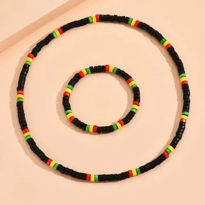 Ensemble de bijoux en perles de bois pour hommes