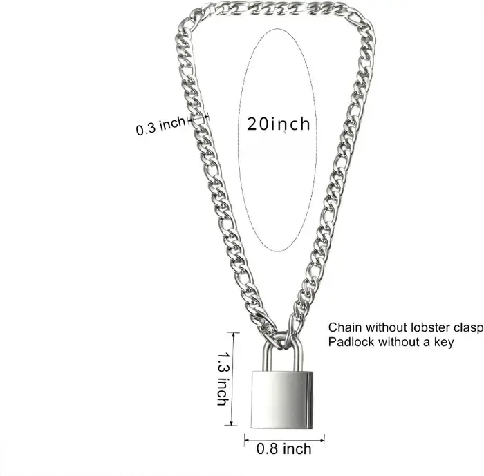 Collier cadenas Punk mode serrure chaîne pendentif colliers pour hommes femmes 50 cm/20