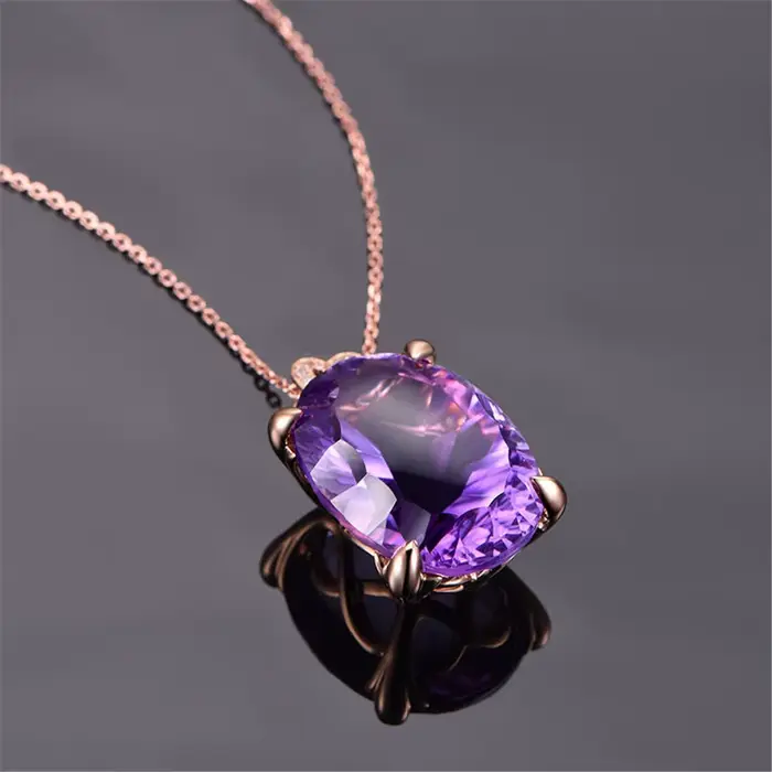 Pendentif en Quartz Naturel Violet Serties en Argent Sterling pour Occasions Spéciales Bijou de Qualité Supérieure à Offrir pour Femme