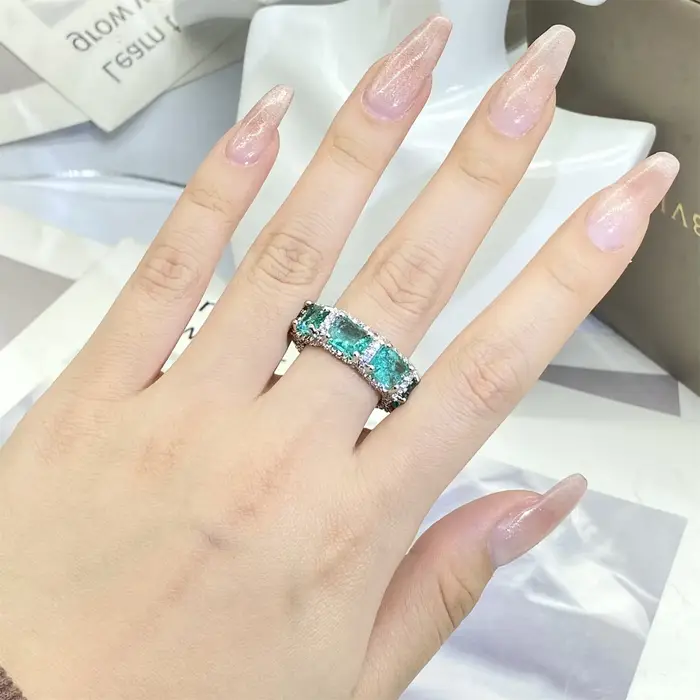 Bague Paraiba en Zircon plaqué argent 925