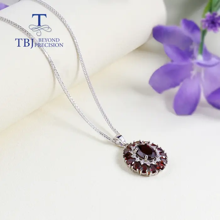 2026, nouveau magnifique collier pendentif en grenat naturel de forme ronde